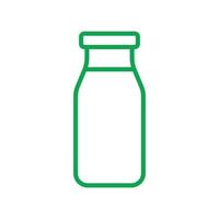 ícone de arte de linha de garrafa de leite vetor verde eps10 isolado no fundo branco. símbolo de garrafa de leite de vidro em um estilo moderno simples e moderno para o design do seu site, interface do usuário, logotipo e aplicativo móvel