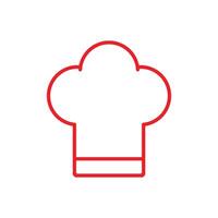 ícone de linha de chapéu de chef de vetor vermelho eps10 isolado no fundo branco. símbolo de contorno da tampa do chef em um estilo moderno simples e moderno para o design do seu site, logotipo, pictograma e aplicativo móvel