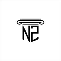 design criativo do logotipo da carta nz com gráfico vetorial vetor