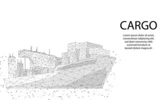 navio de carga em todo o mundo vetor abstrato wireframe conceito de entrega de logística de transporte ou ilustração de fundo.