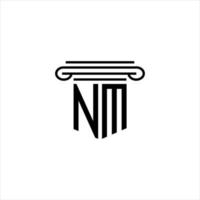 design criativo do logotipo da letra nm com gráfico vetorial vetor