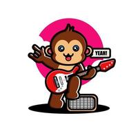 macaco bonito tocando guitarra vetor