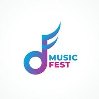 ilustração em vetor nota musical abstrata colorida. letra d ou logotipo inicial do alfabeto para empresa de gerenciamento de artistas, festival de entretenimento, criador de conteúdo, festival de música. gradiente multicolorido