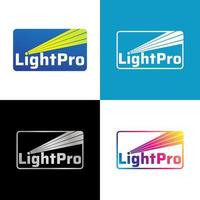 conjunto de modelo de design de logotipo lightpro para empresa profissional de iluminação, arte a laser, evento multimídia ou etc. vetor