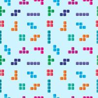 ilustração vetorial de forma de tetris arredondado colorido. modelo de design de padrão sem emenda. rosa, roxo violeta, azul, verde, laranja, tema de cor vermelha vetor