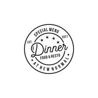 jantar menu especial elementos do logotipo do conceito retrô vintage vetor