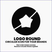 logo round para o sucesso e marcas globalizadas. logotipos de ícones minimalistas, comunidade esportiva, perfil de marca da empresa. estrela monocromática e logotipo circular vetor