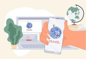 serviço online de aplicativo móvel de agência de viagens vetor