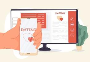 aplicativo móvel de serviço de namoro online para encontrar o amor vetor