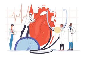 médico cardiologista equipe exame do coração humano vetor