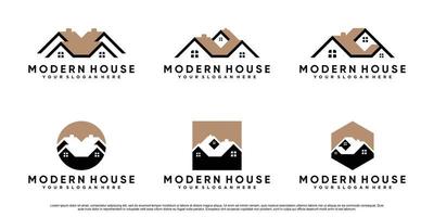 conjunto de inspiração de design de logotipo de casa com vetor premium de conceito moderno criativo