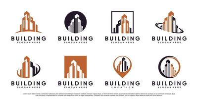 conjunto de inspiração de design de logotipo de construção para construção com vetor premium de conceito moderno