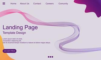 modelo de site de página de destino elegante com linhas de cores gradientes. ilustração vetorial. eps 10. vetor