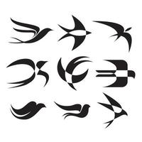 conjunto de design de ícone de logotipo de andorinha vetor