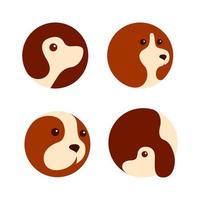 conjunto de design de ícone de logotipo de círculo de animal de estimação de cachorro vetor