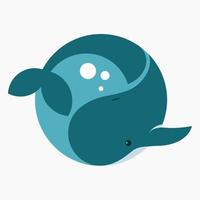 ícone de logotipo de peixe grande baleia vetor