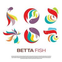 conjunto de design de modelo de logotipo de peixe de hobby betta vetor