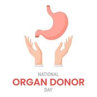 dia nacional do doador de órgãos com estômago vetor