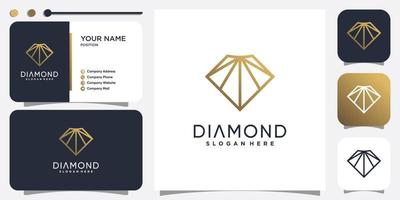 logotipo de diamante com vetor premium de conceito de linha criativa moderna