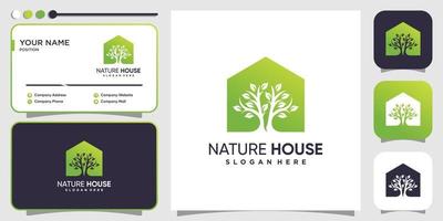 conceito de logotipo de casa de natureza com vetor premium de estilo moderno