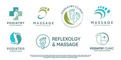 coleção de logotipos de massagem nos pés com vetor premium de estilo único criativo