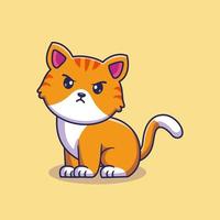 gato bravo bonito sentado ilustração de ícone de vetor de desenho animado