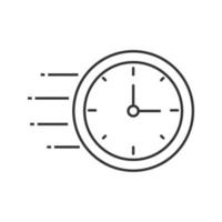 ícone linear de relógio voador. ilustração de linha fina. gerenciamento de tempo. tempo de vôo. símbolo de contorno. desenho de contorno isolado de vetor