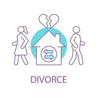 ícone do conceito de casal divorciando. divisão de ilustração de linha fina de idéia de propriedade. mudar. desenho de contorno isolado de vetor