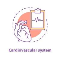 ícone do conceito de sistema cardiovascular. ilustração de linha fina de idéia de cardiologia. assistência médica. anatomia do coração humano. desenho de contorno isolado de vetor