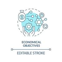 ícone de conceito turquesa de objetivos econômicos. processos de cooperação internacional ilustração de linha fina idéia abstrata. desenho de contorno isolado. traço editável. vetor