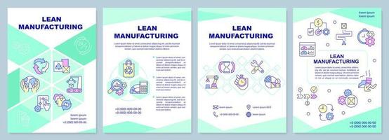 modelo de folheto de manufatura enxuta. processo de produção. design de folheto com ícones lineares. 4 layouts vetoriais para apresentação, relatórios anuais. vetor