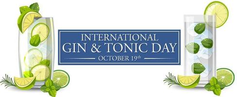 banner do dia internacional de gin e tônica vetor