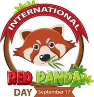 dia internacional do panda vermelho em 17 de setembro vetor