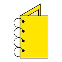 bloco de notas amarelo no elemento isolado de anéis no fundo branco vetor