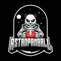 design de logotipo de mascote de vetor de astronauta panda.
