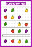 sudoku para frutas infantis vetor