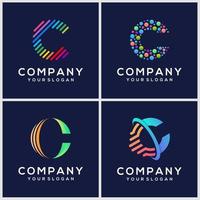 conjunto de modelo de design de logotipo criativo letra c. ícones para negócios de tecnologia, digital, simples. vetor