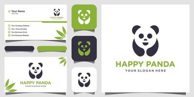 ilustração do logotipo de vetor panda. cabeça do panda. rosto de animal sorridente. logotipo de urso chinês de urso de bambu. símbolo do carnaval. foto bonitinha. e design de cartão de visita