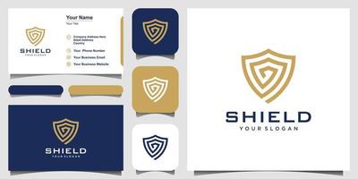 modelos de design de logotipo de conceito de escudo criativo. ícone e cartão de visita vetor