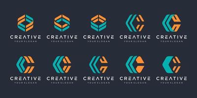conjunto de modelo de design de logotipo criativo letra c. ícones para negócios de luxo, elegantes, simples. vetor