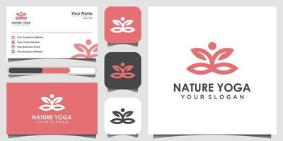 inspiração de design de logotipo de ioga de natureza com estilo de arte de linha. vetor