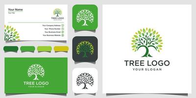 ícone de vetor de árvore. elementos de design de logotipo. modelo de logotipo de vetor de jardim verde e design de cartão de visita