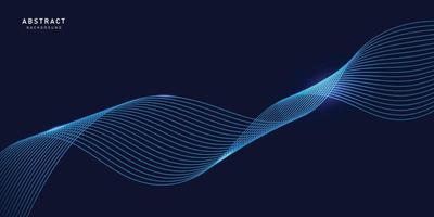 abstrato azul com partículas fluidas. fundo de conceito de tecnologia futurista digital brilhante azul escuro. ondas dinâmicas usam para negócios, corporativo, pôster, modelo, vetor, ilustração vetor