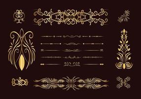 conjunto de divisores de ouro. elementos decorativos ornamentais. vector design de elementos ornamentados. o ouro floresce. divisor caligráfico decorativo e borda para ornamento de scrapbook de vinheta.