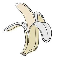 doodle adesivo banana descascada engraçada vetor