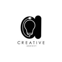 design de logotipo de carta criativa com letra um logotipo de peso leve de ícone com design vetorial elegante. vetor