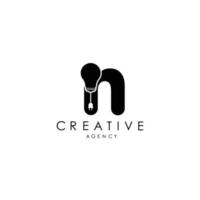 design de logotipo de carta criativa com logotipo de peso leve de ícone de letra n com design vetorial elegante. vetor