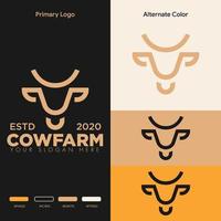design de logotipo de cabeça de vaca minimalista simples vetor