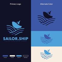 design de logotipo de navio de barco oceânico simples e minimalista vetor