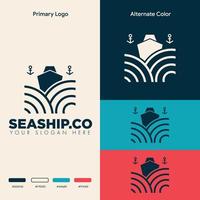 design de logotipo de navio de barco oceânico simples e minimalista vetor